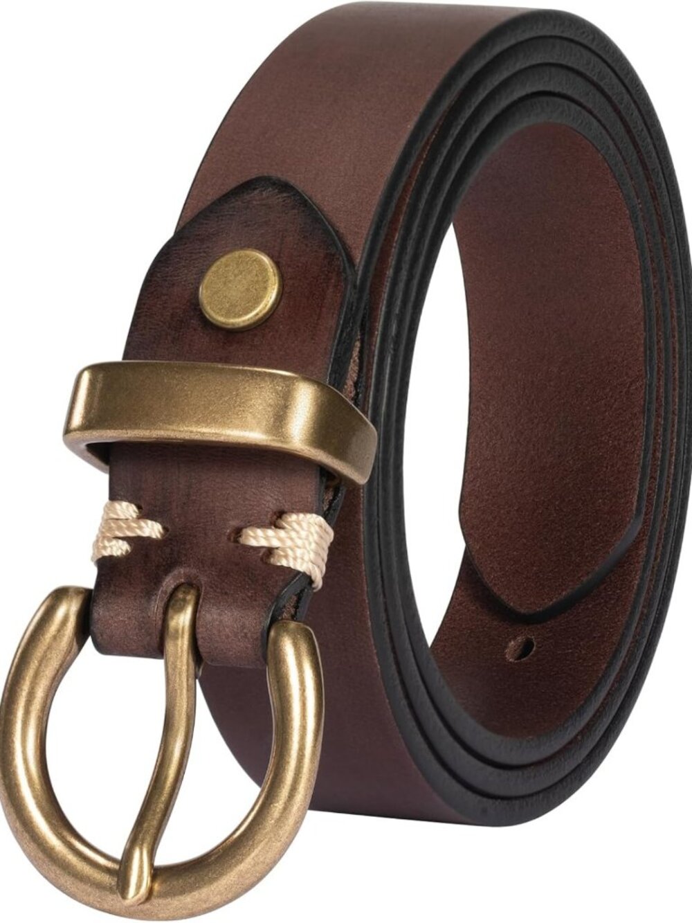 Stylish Women's Genuine Leather Belt with Durable Solid Brass Buckle - Perfect
